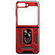 Avizar Coque pour Samsung Z Flip 5 Hybride Antichoc Fine Bague Métallique Support  Rouge Coque hybride à bague série Skin ArmoRing, spécialement conçue pour votre Samsung Galaxy Z Flip 5