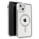 Avizar Coque Diamant pour iPhone 14 Protection MagSafe Contour Strass Argent Dos transparent laissant parfaitement visible la couleur d'origine de votre iPhone pour un look unique