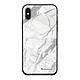 LaCoqueFrançaise Coque iPhone X/Xs effet cuir grainé noir Marbre gris Design Coque iPhone X/Xs effet cuir grainé noir Marbre gris Design