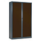 VINCO Armoire Vestiaire Monobloc à Rideaux H198xL60xP43 cm Anthracite Rideaux Wengé Armoire de bureau à rideau