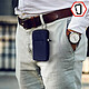 Avizar Etui Ceinture Smartphone Passant Ceinture Mousqueton Lanière 2 Poches bleu nuit pas cher