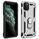 Avizar Coque Apple iPhone 11 Pro Max Antichoc bi-matières Bague Support Vidéo argent - Coque de protection spécialement conçue pour Apple iPhone 11 Pro Max