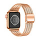 Avizar Bracelet pour Apple Watch 49mm 45mm 44mm 42mm Maillons Carré Acier Inoxydable Rose Gold Bracelet de montre Rose Champagne