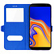 Avizar Housse Samsung Galaxy J6 Plus Etui Double Fenêtre Coque Silicone - Bleu pas cher