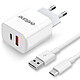 EVETANE Chargeur ultra rapide double Port USB - USB C 20 W avec Cable USB-C Chargeur Samsung S21, S20FE, , S20 Ultra 5G, A51, A21S, A20e Xiaomi Redmi 9T, 9C Ultra Rapide double Port USB - USB C 20 W avec Cable USB-C Xiaomi Redmi 9T, 9C,