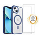 Evetane Coque iPhone 13 Bleue et transparente Motif fumée Compatible Magsafe + 2 Vitres Protection ecran Coque iPhone 13 Bleue et transparente fumée Compatible Magsafe + 2 Vitres Protection ecran