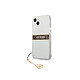 Guess Coque pour Apple iPhone 13 Mini Stripe Charm avec breloque Marron Coque conçue sur mesure pour Apple iPhone 13 Mini