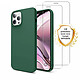 Evetane Coque iPhone 12/12 Pro Silicone liquide Vert Foret + 2 Vitres en Verre trempé Protection écran Antichocs Coque iPhone 12/12 Pro Silicone liquide Vert Foret + 2 Vitres en Verre trempé Protection écran Antichocs