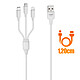 LinQ Câble USB 3 en 1 vers Micro-USB iPhone Lightning USB Type C Intensité 5A  Blanc pas cher