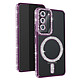 Avizar Coque Diamant pour Samsung Galaxy S22 MagSafe Contour Strass Violet Coque diamant contour violet strassé, habillant votre Samsung Galaxy S22 de manière luxueuse et élégante