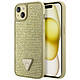 Guess Coque Strass pour iPhone 15 Bords Sureleves Traingle Diamond Dorée pas cher