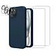 Acheter Evetane Coque iPhone 15 Bleue Silicone Liquide + 2 Protections écran et 2 protections Objectif Caméra