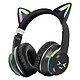 Avizar Casque Bluetooth Oreilles de Chat Lumineuses Noir Profitez d'une expérience audio satisfaisante pour vos morceaux préférés