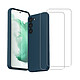 Acheter Evetane Coque Samsung Galaxy S23 Silicone liquide Bleu Marine + 2 Vitres en Verre trempé Protection écran Antichocs