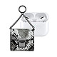 IDEAL OF SWEDEN Mini Sac pour AirPods Toute Génération Modèle Cosmo Motif Serpent avec Chaîne Blanc / Noir Conçu pour s'adapter parfaitement à toutes les générations d'AirPods