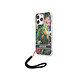 Guess Coque pour Apple iPhone 13 Pro Flowers avec lanière nylon Vert Coque conçue sur mesure pour Apple iPhone 13 Pro