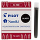 PILOT Etui de 12 Cartouches d'encre Namiki IC-100 pour Stylo Capless Noir Cartouche d'encre