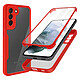 Avizar Coque Samsung Galaxy S21 Dos Plexiglas Avant Polymère Antichoc Contour rouge - Coque intégrale spécialement conçue pour Samsung Galaxy S21.