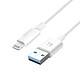 Avizar Cable Lightning Charge et Transfert De Données Intensité 1A Longueur 1.5m  Blanc Un câble de charge USB vers Lightning pour recharger et synchroniser vos appareils à la maison comme au déplacement