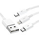 Baseus Cable 3 en 1 USB vers Lightning, USB-C et Micro USB 2.5A 15 mètres  Blanc Câble de charge 3 en 1 de la marque Baseus pour tous les smartphones et tablettes