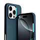 Evetane Coque iPhone 16 Pro Max Silicone liquide Bleue Marine + 2 Vitres en Verre trempe Protection ecran Antichocs pas cher