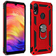 Avizar Coque Redmi Note 7 Bi matière Rigide et Souple Bague Support Vidéo Coque de protection spécialement conçue pour le Xiaomi Redmi Note 7, Rouge