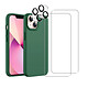 Acheter Evetane Coque iPhone 13 Vert Foret Silicone Liquide + 2 Protections écran et 2 protections Objectif Caméra