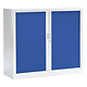 VINCO Armoire Monobloc FUN H100xL120xP43 cm 2 Tablettes Blanc Rideaux Bleu Armoire de bureau à rideau