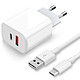 Evetane Chargeur Samsung Galaxy A21S ultra rapide Double Port 20 W fourni avec Cable USB-C Chargeur Samsung Galaxy A21S ultra rapide Double Port 20 W fourni avec Cable USB-C