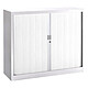 VINCO Armoire Monoclass120 H.100x L.120xP.43 cm 2 Tablettes Blanc Armoire de bureau à rideau