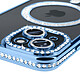 Avis Avizar Coque Diamant pour iPhone 15 Protection MagSafe Contour Strass Bleu Clair