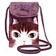 Avizar Pochette Bandoulière pour Smartphone en Tissu Design Chat  Violet Une pochette bandoulière conçue pour transporter votre smartphone lors de vos balades ou déplacements