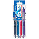 PILOT Stylo roller FRIXION BALL CLICKER 07 Set2Go, étui de 4 en couleurs assorties Stylo roller