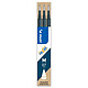 PILOT Set de 3 Recharges pour roller FRIXION BALL BLS-FR7 Bleu Noir Recharge pour stylo roller