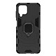 Avizar Coque Samsung Galaxy A22 Hybride Antichoc Bague Métallique Support Noir Bi-matière : armature en polycarbonate et renforcement en silicone gel