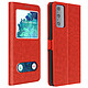 Avizar Housse Samsung S20 FE Étui Intégral Double Fenêtre Support Vidéo rouge Housse de protection spécialement conçue pour Samsung Galaxy S20 FE.