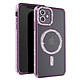 Avizar Coque Diamant pour iPhone 12 Protection MagSafe Contour Strass Violet Dos transparent laissant parfaitement visible la couleur d'origine de votre iPhone pour un look unique