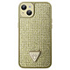 Guess Coque Strass pour iPhone 15 Bords Sureleves Traingle Diamond Dorée Coque Guess Triangle Diamond Or à strass étincelant pour habiller votre iPhone 15 de manière chic et glamour