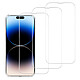 Evetane Lot de 3 Vitres iPhone 14 Pro en Verre trempé transparente Motif Protection ecran Lot de 3 Vitres iPhone 14 Pro en Verre trempé transparente Protection ecran