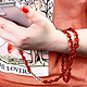 Avizar Bijou de Téléphone Bracelet à Perles Ovales et Cœur 80cm Collection Romeo Rouge pas cher