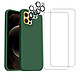 Acheter Evetane Coque iPhone 12 Pro Vert Foret Silicone Liquide + 2 Protections écran et 2 protections Objectif Caméra