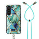 Avizar Coque pour Samsung S23 Motif Marbre Dos Rigide Cordon Amovible Vert Coque Cordon Vert en Polycarbonate, Galaxy S23