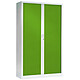 VINCO Armoire Monobloc FUN H198xL120xP43 cm 4 Tablettes Blanc Rideaux Vert Armoire de bureau à rideau