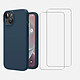 Acheter Evetane Coque iPhone 14 Silicone liquide Bleu Marine + 2 Vitres en Verre trempé Protection écran Antichocs