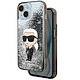 Karl Lagerfeld Coque pour iPhone 15 Plus Motifs Paillettes Flottantes Bords Rehaussés Argent - Fabriquée sous licence officielle, garantissant une qualité et une authenticité inégalées