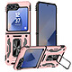 Avizar Coque pour Samsung Galaxy Z Flip 6 Hybride Bague Support Magnétique Rose Champagne - Bague rotative intégrée offrant un support horizontal ou vertical