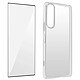 Avizar Coque pour Sony Xperia 5 IV Silicone Souple et Film Verre Trempé 9H  transparent contour noir Pack de protection intégrale 360° spécialement conçu pour Sony Xperia 5 IV