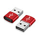 Eko Lot de 3 Adaptateurs USB Type-C vers USB 3.0 Plug and Play Compacts Rouge - Cet adaptateur rouge de marque EKO USB-C vers USB 3.0 pour permet de connecter vos câbles USB Type-C ou tout autre périphérique à votre port USB