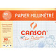 CANSON Pochete 12 feuilles Papier millimétré Bleu A4 90 g Papier millimétré