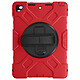 Avizar Coque pour iPad 10.2 2021, 2020, 2019 Sangle Poignée Béquille Support Rouge Conception multicouche avec un intérieur en silicone renforcé, une armure en polycarbonate rigide et un contour écran surélevé